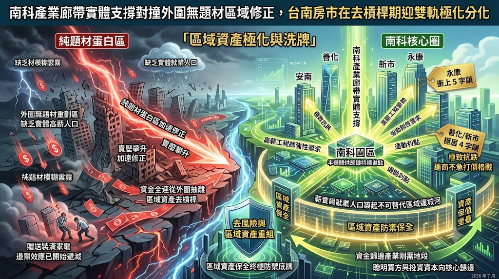 南科產業廊帶實體支撐對撞外圍無題材區域修正,台南房市在去槓桿……