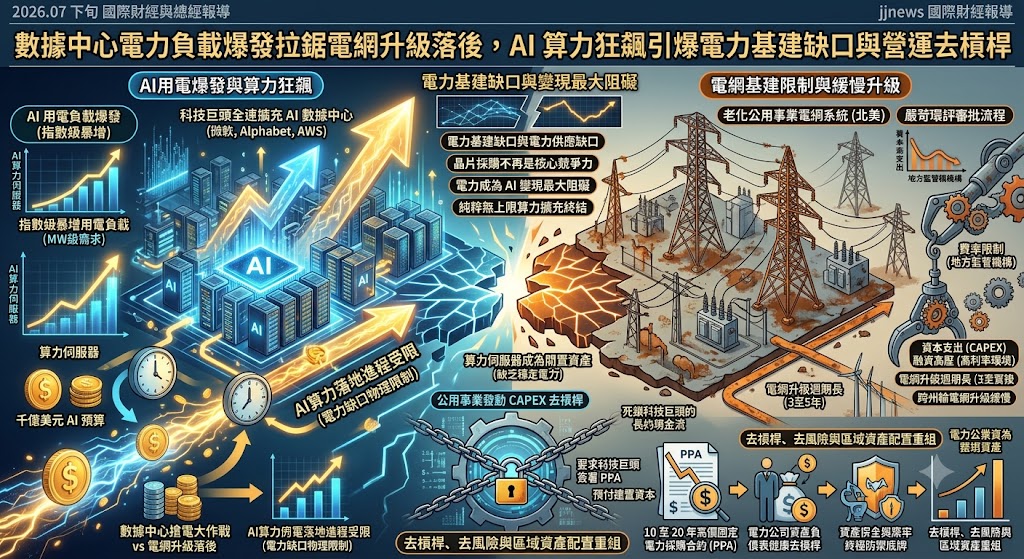 數據中心電力負載爆發拉鋸電網升級落後，AI 算力狂飆引爆電力基……