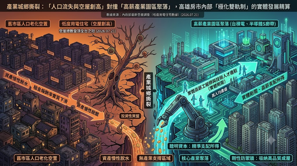 高雄空屋首超新北揭密極化雙軌制，高薪產業廊帶強吸資產避險歸邊
