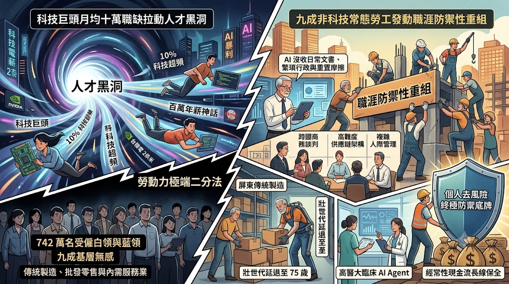 科技巨頭月均十萬職缺拉動人才黑洞,九成非科技常態勞工發動職涯……
