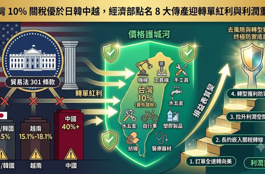 台灣 10% 關稅優於日韓中越，經濟部點名 8 大...