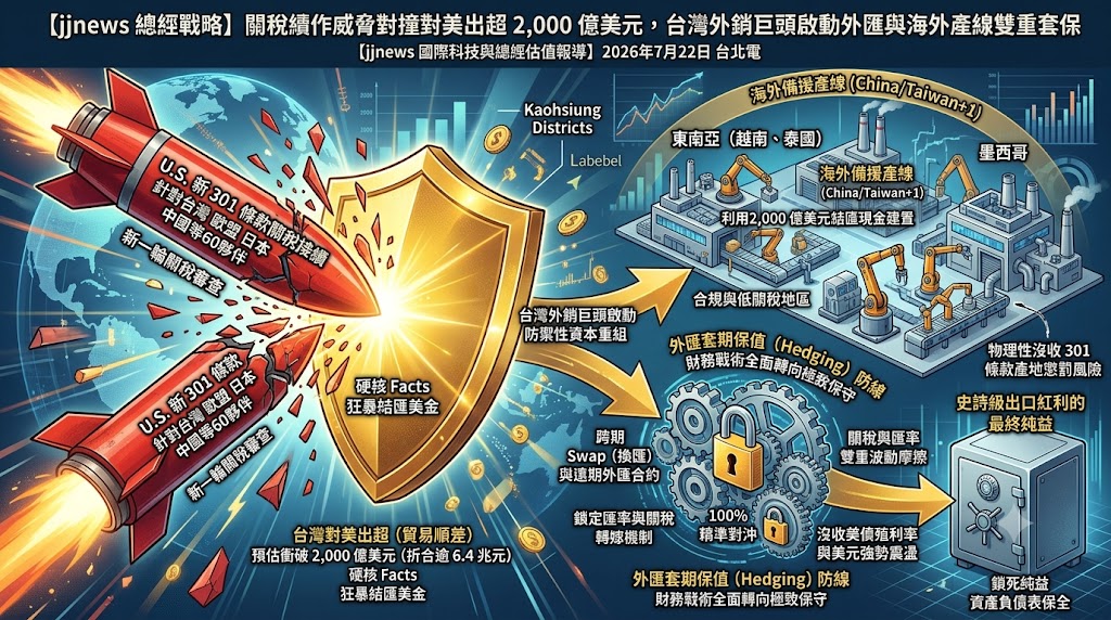 關稅續作威脅對撞對美出超 2,000 億美元，台灣外銷巨頭啟動外匯……