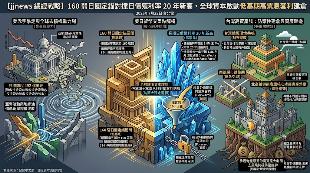 160 弱日圓定錨對撞日債殖利率 20 年新高，全球資本啟動低基期高……