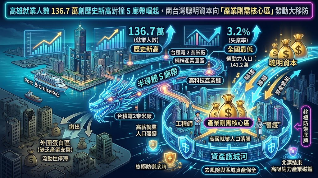 高雄就業人數 136.7 萬創歷史新高對撞 S 廊帶崛起，南台灣聰明資……