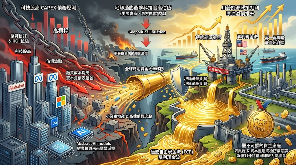 科技股高 CAPEX 債務壓測對撞傳統能源暴利現金流,地緣高壓下美……