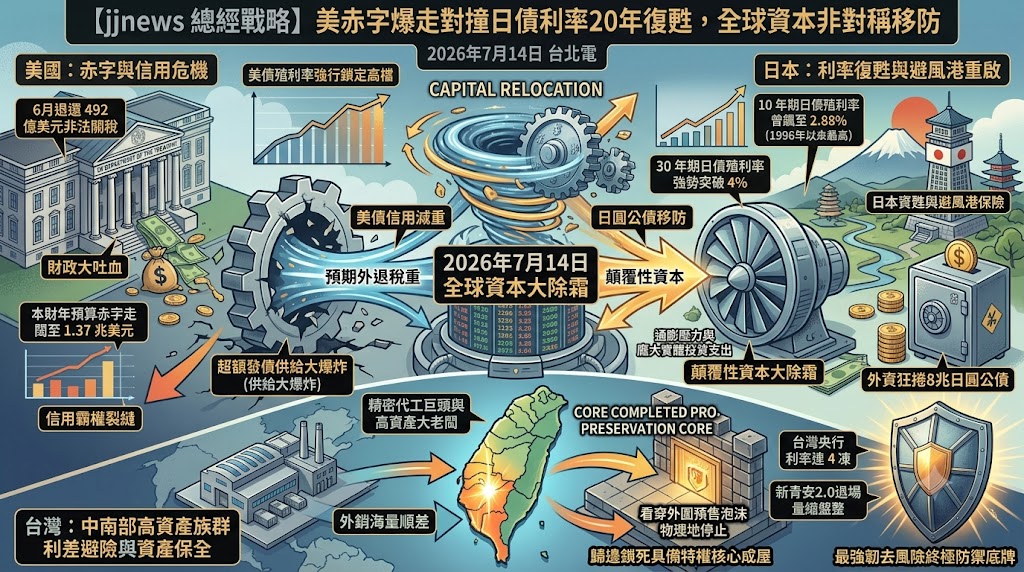 美赤字走闊對撞日債利率20年復甦，全球資本在美日交叉點發動非對……