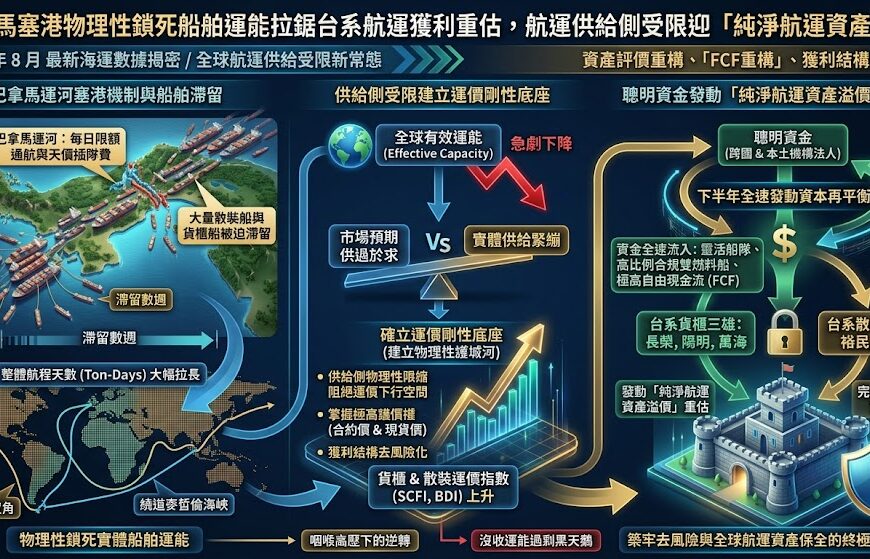 巴拿馬塞港物理性鎖死船舶運能拉鋸台系航運獲利重估，...