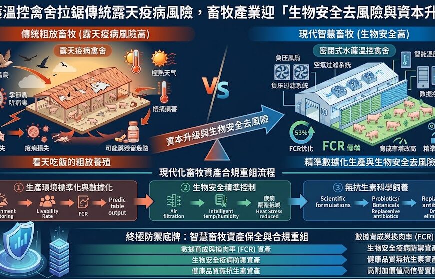 水簾溫控禽舍拉鋸傳統露天疫病風險，畜牧產業迎「生物...
