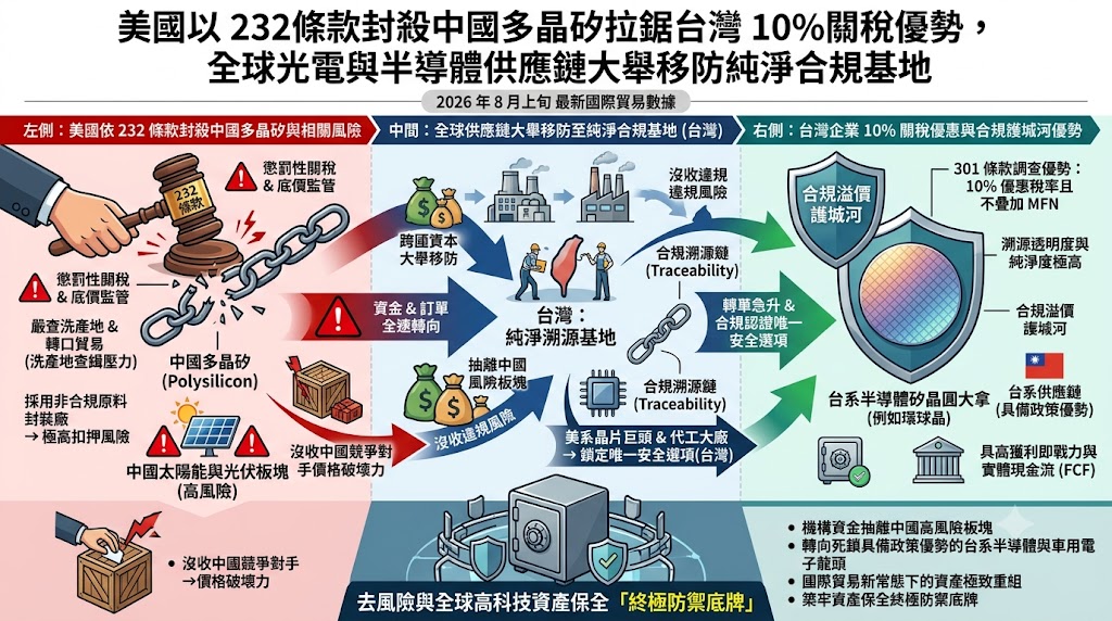 美國以 232 條款封殺中國多晶矽拉鋸台灣 10% 關稅優勢，全球光電……