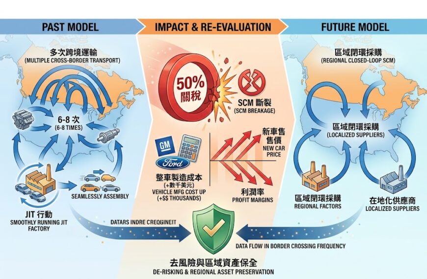 汽車 50% 關稅拉鋸 JIT 即時生產，北美車鏈...