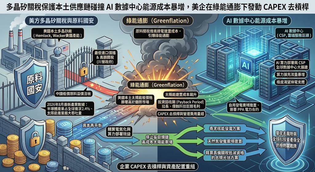 多晶矽關稅保護本土供應鏈碰撞 AI 數據中心能源成本暴增，美企在……
