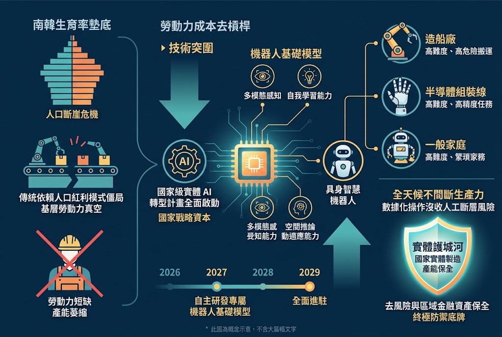 生育率墊底拉鋸 2029 實體 AI 進駐，南韓迎生產力重構
