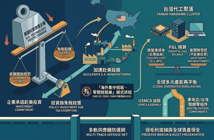 美提「投資換免稅」拉鋸代工聚落，台灣硬體鏈迎產能再...