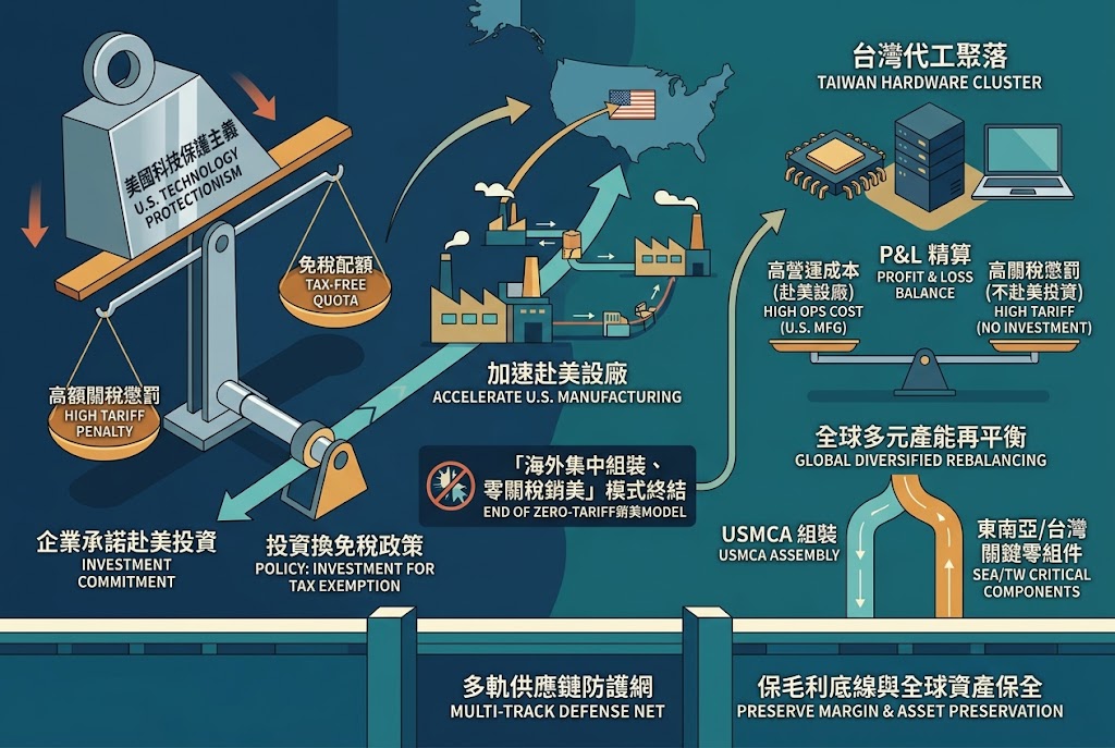 美提「投資換免稅」拉鋸代工聚落，台灣硬體鏈迎產能再平衡