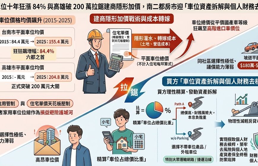 台南車位十年狂漲 84% 與高雄破 200 萬拉鋸...