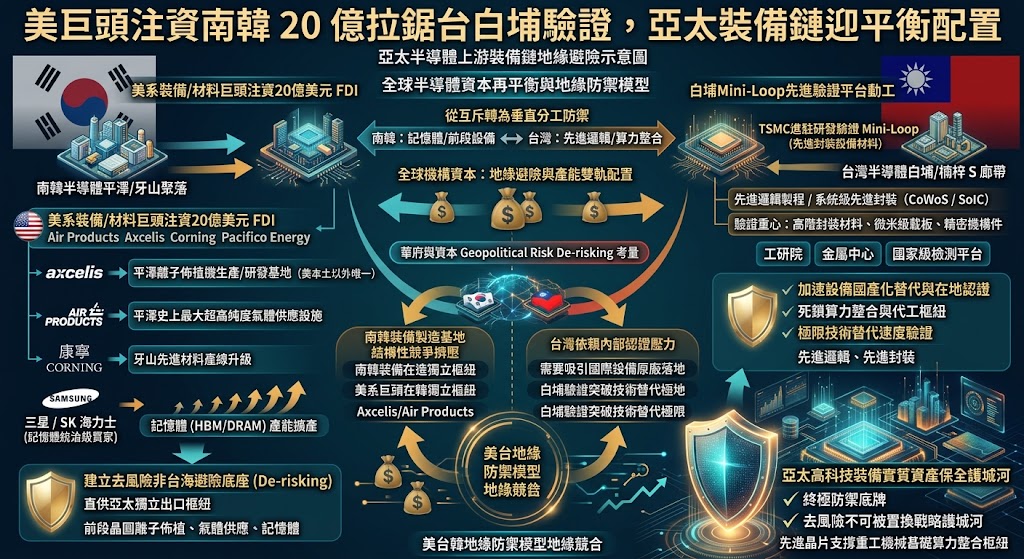 美巨頭注資南韓 20 億拉鋸台白埔驗證，亞太裝備鏈迎平衡配置