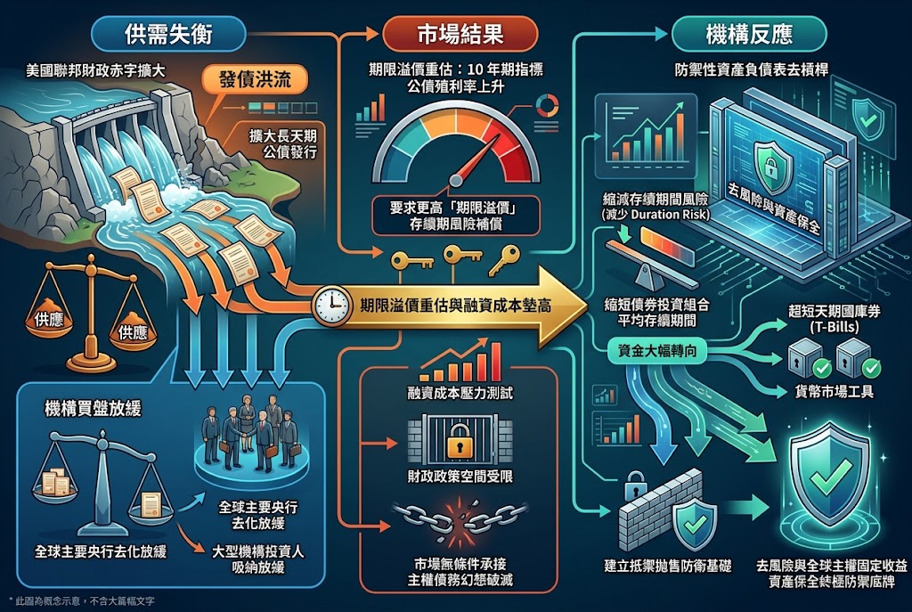 發債洪流拉鋸機構買盤放緩，美債迎期限溢價重估與去槓桿