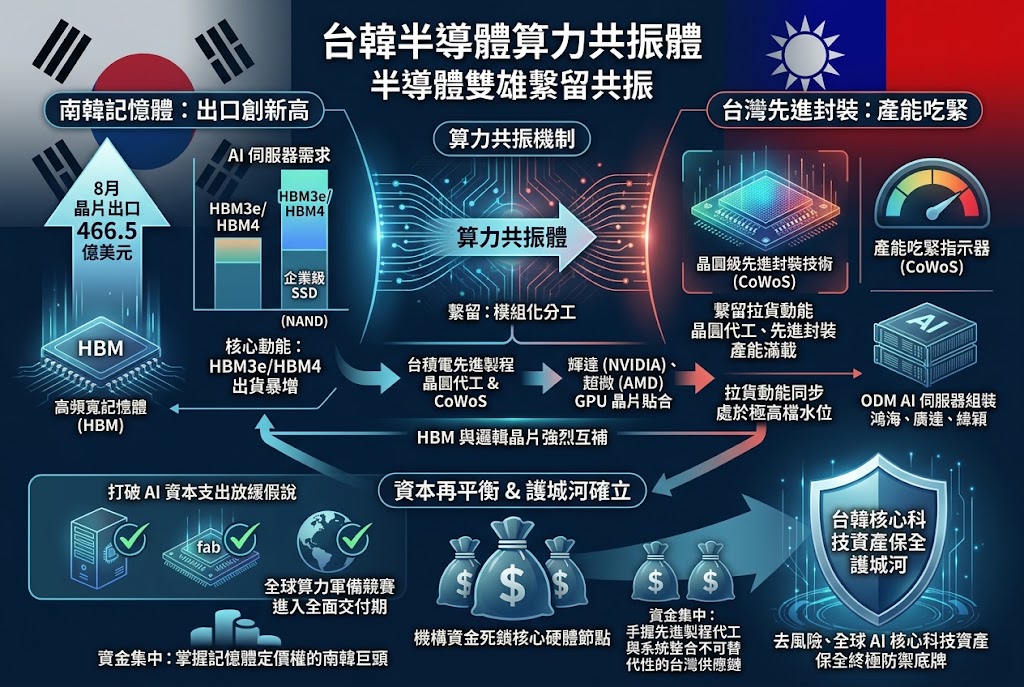 韓記憶體出口創高拉鋸台先進封裝緊繃，半導體雙雄迎算力共振
