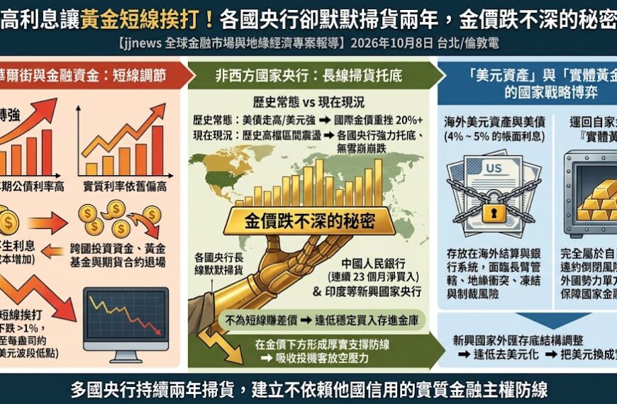 美債高利息讓黃金短線挨打！各國央行卻默默掃貨兩年，...