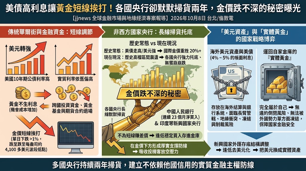美債高利息讓黃金短線挨打!各國央行卻默默掃貨兩年,金價跌不深……