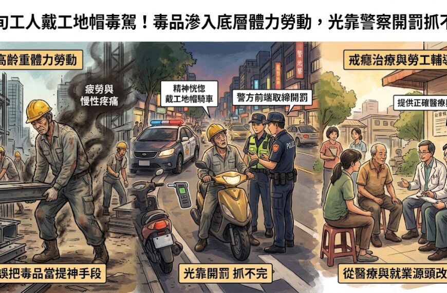 六旬工人戴工地帽毒駕！毒品滲入底層體力勞動，光靠警...