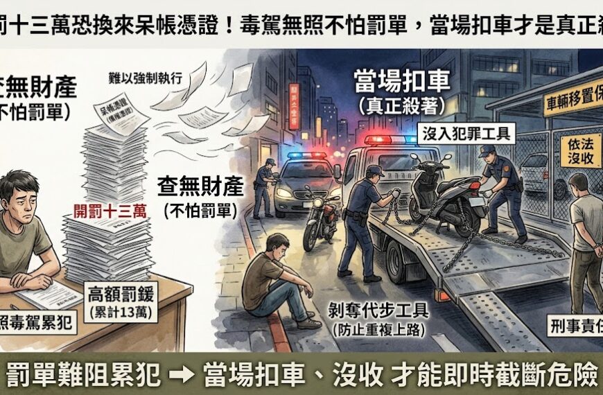 開罰十三萬恐換來呆帳憑證！毒駕無照不怕罰單，當場扣...