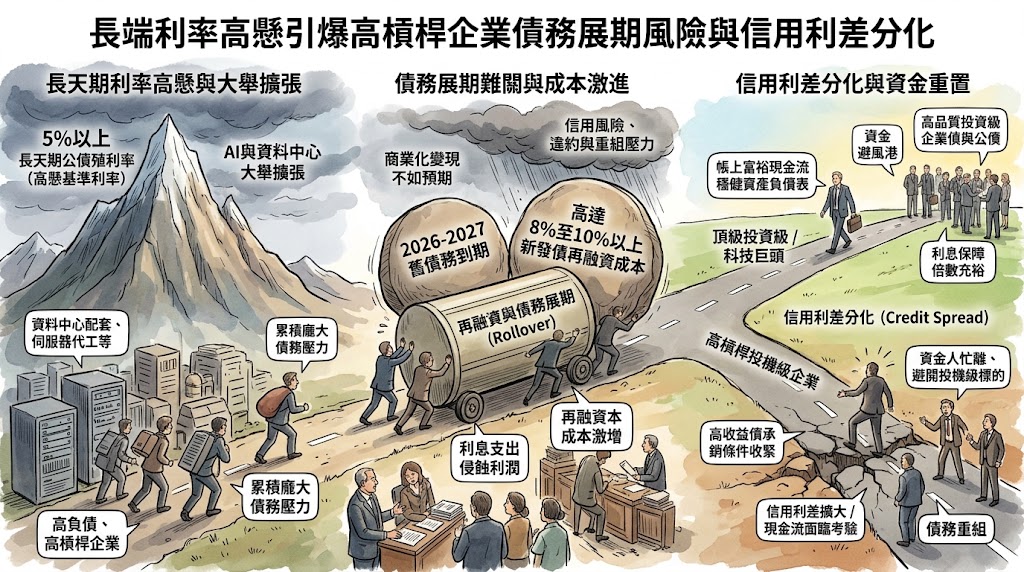 長端利率高懸引爆高槓桿企業債務展期風險與信用利差分化