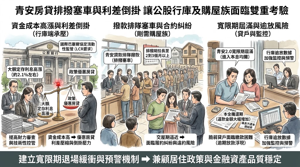 青安房貸排撥塞車與利差倒掛讓公股行庫及購屋族面臨雙重考驗