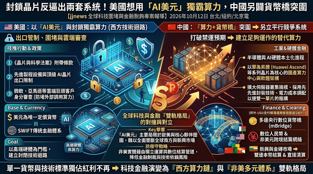封鎖晶片反逼出兩套系統！美國想用「AI美元」獨霸算力，中國另闢……
