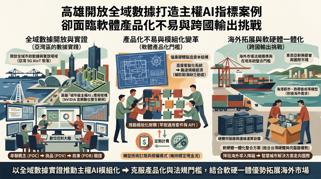 高雄開放全域數據打造主權AI指標案例卻面臨軟體產品化不易與跨國……