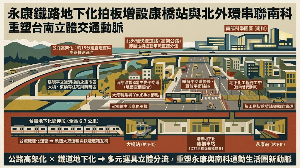 永康鐵路地下化拍板增設康橋站與北外環串聯南科重塑台南立體交通……