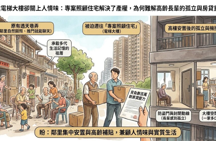 搬進電梯大樓卻關上人情味：專案照顧住宅解決了產權，...